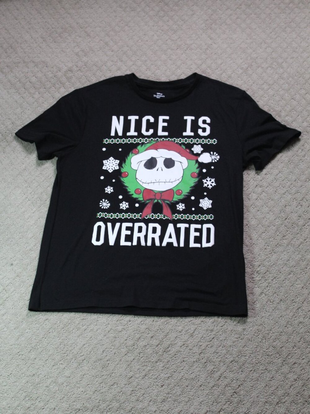 Disney Sz L Nightmare Before Christmas "Nice Is Overrated" Short Sleeve T-shirt
